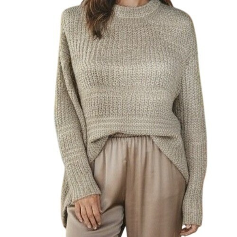 St Johns Bay Women's Champagne Knit Sweater‎ Long Sleeve Pullover Lagenlook M
